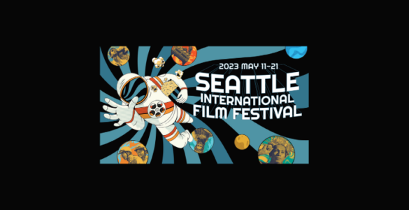 A black background featuring the image with the words "Seattle International Film Festival" and an astronaut