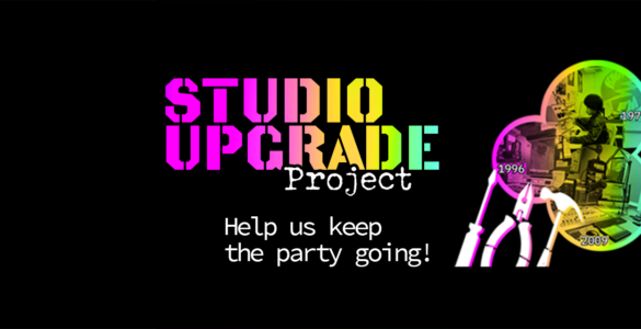 A graphic image with the words "Studio Upgrade Project" and 3 photos of the C895 studios from 1973, 1995, and 2009