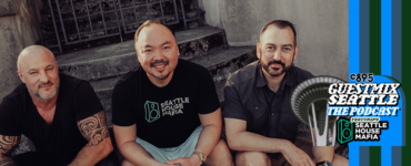 An image of three men sitting on stairs, smiling at the camera with the words "Guest Mix Seattle: The Podcast - featuring Seattle House Mafia"