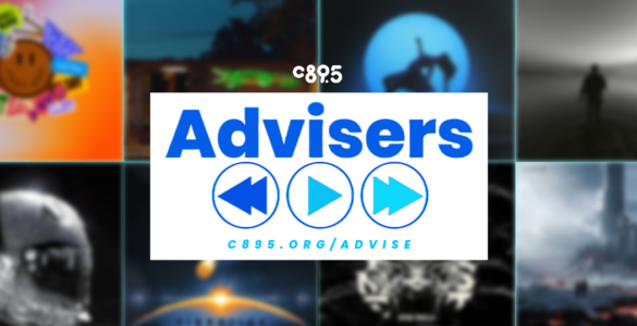 The words "C895 Advisers" over blurred out images of album covers