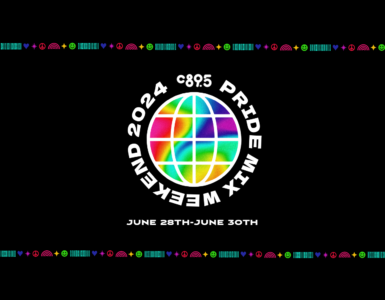 Logo of "C895 Pride Weekend 2024" featuring a colorful grid within a circle, text "JUNE 28TH-JUNE 30TH" below, set against a black background.