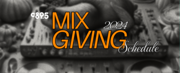 Banner image featuring the text 'MIX GIVING 2024' in bold orange letters, set against a textured background with decorative elements.