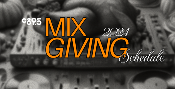 Banner image featuring the text 'MIX GIVING 2024' in bold orange letters, set against a textured background with decorative elements.