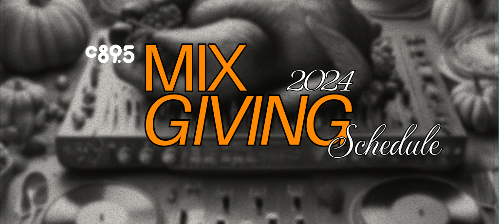 Banner image featuring the text 'MIX GIVING 2024' in bold orange letters, set against a textured background with decorative elements.