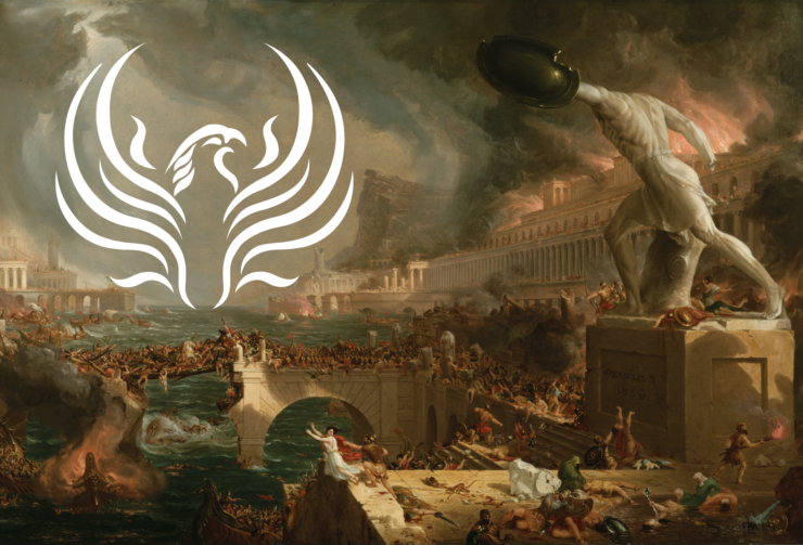 Thomas Cole's "The Course of Empire" but gothy